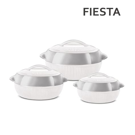 SQ Professional 8935 Fiesta Insulated Hot Pot Set 3pc White Silver 1L 1 5L 2 5L