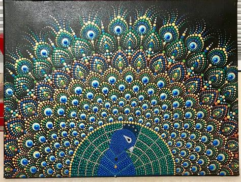 Peacock Mandala Etsy In 2020 Mandala Art Dot Art Painting Mandala