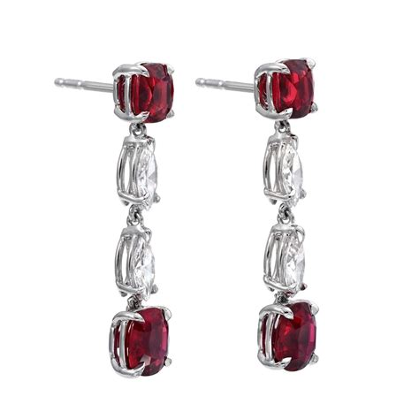 Natural Unheated Ruby Platinum Earrings - Merkaba Jewelry