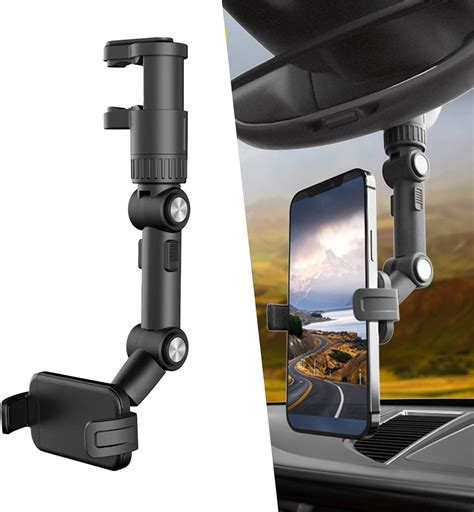 Amazon QODOLSI Pack 1 Rearview Mirror Phone Holder Rotatable And