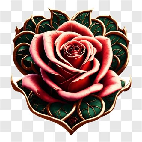 Download Red Rose Shamrock In Heart Frame Pngs Online Creative Fabrica