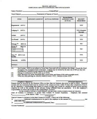 Travel Advance Request Form Templates 9 Free Xlsx Docs PDF