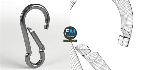 3D MODEL - Carabiner cable clip