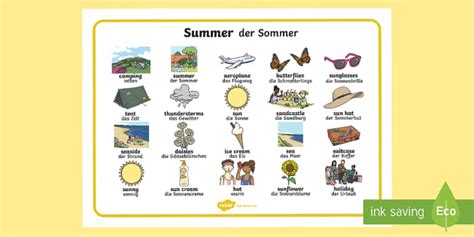 Summer Word Mat English German Teacher Made Twinkl