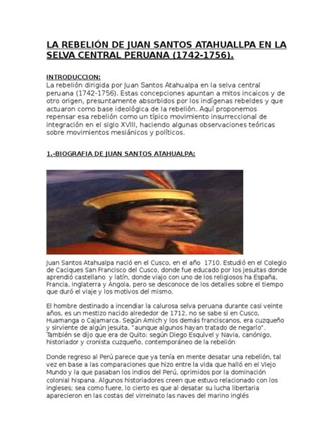 Biografiade Juan Santos Atahualpa Pdf Imperio Inca Perú