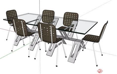 现代风格玻璃桌会议桌椅设计su模型