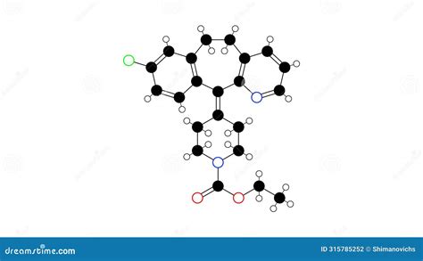 Loratadine Molecule Structural Chemical Formula Ball And Stick Model