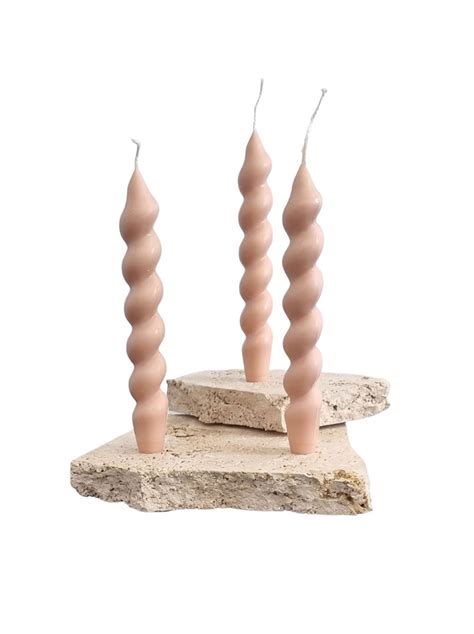 Twisted Pillar Candle Nude Unscented Laneway Design Studio