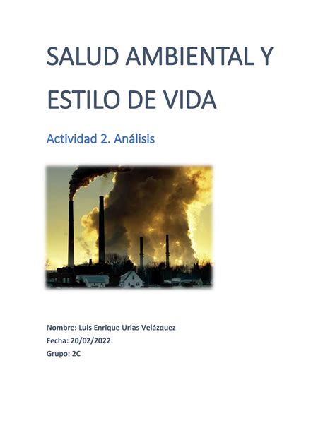 A Leuv Es Del Trabajo Salud Ambiental Y Estilo De Vida Actividad