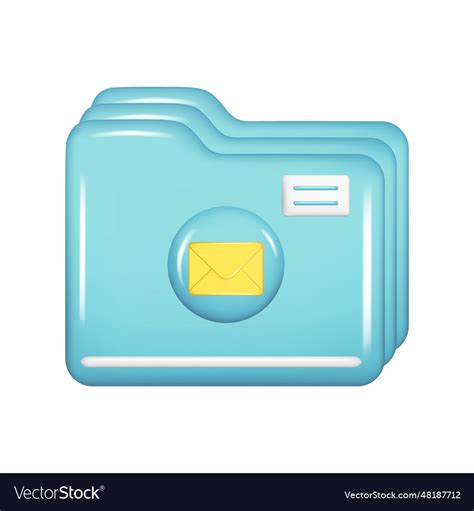 Realistic 3d Blue Closed Folder With Yellow Vector Image