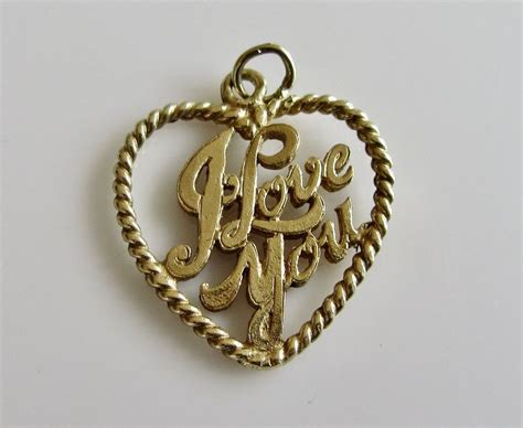 Large Vintage 9ct Gold I Love You Heart Pendant Or Charm Etsy Uk