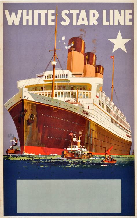 Original Vintage 1920s Travel Advertising Poster For White Star Line