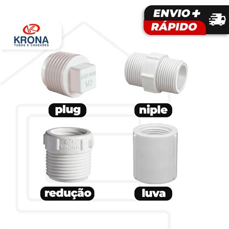 Conexões De Água Rosqueáveis Branca 3 4 1 2 Plug Niple Bucha De Redução Luva Krona