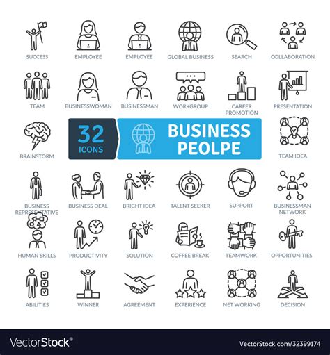 Business people icons pack Royalty Free Vector Image