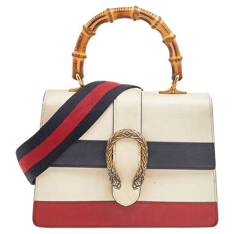 Gucci Tricolor Leather Medium Dionysus Bamboo Top Handle Bag For Sale