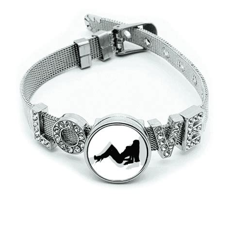 Hot Woman Bikini Outline Bracelet Wristband Crystal Love Adjustable