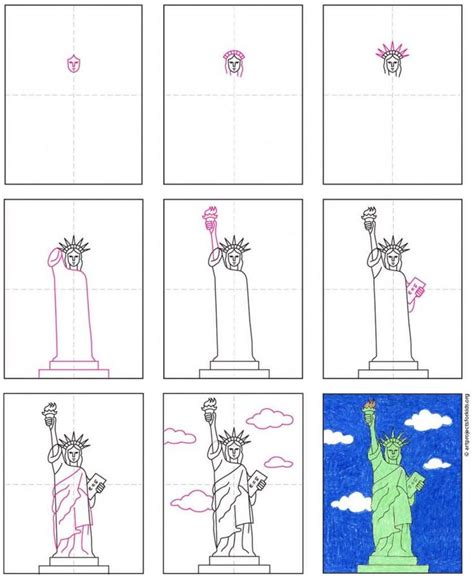 How To Draw The Statue Of Liberty Tutorial Video And Coloring Pages