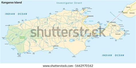 Road Map Australian Island Kangaroo Island Stock Vector Royalty Free