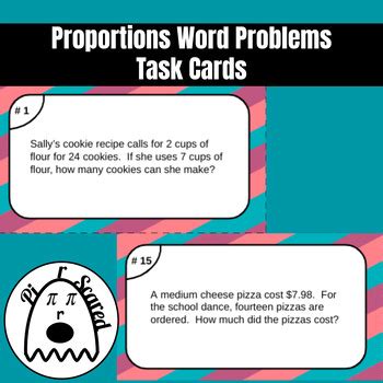 Proportions Word Problems Task Cards by Pi R Scared | TPT