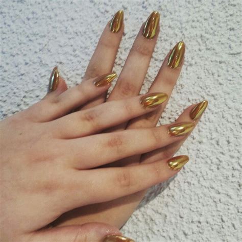 Mirror Gold Chrome Nails Gold Chrome Nails Chrome Nails Hot Nails