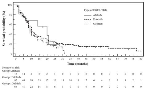 Probability of progression free survival in NSCLC patients with EGFR ...