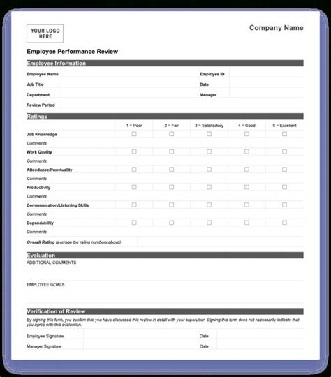 Editable Free Employee Performance Review Templates Word Pdf New