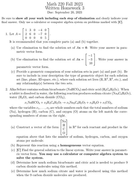 Solved Math 220 Fall 2023 Written Homework 3 Due September Chegg