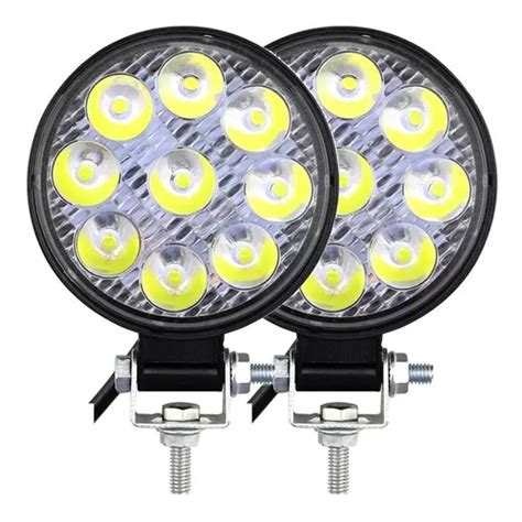 Faros Auxiliares Led Redondos 4 Luz Fija Y Estrobo 30w MercadoLibre