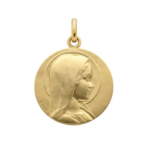 Achat Médaille Arthus Bertrand Vierge Jeune F mince 18 mm or jaune sablé