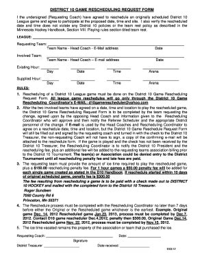 Fillable Online District Game Rescheduling Request Form District