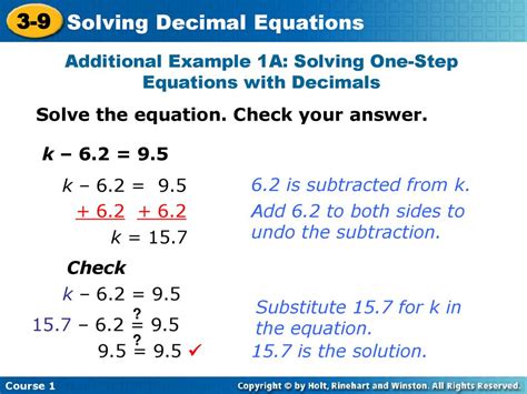 Solving Decimal Equations Ppt Download