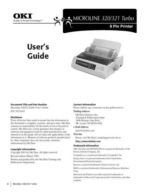 Okidata 320 Turbo User's Manual | Printer (Computing) | Office Equipment