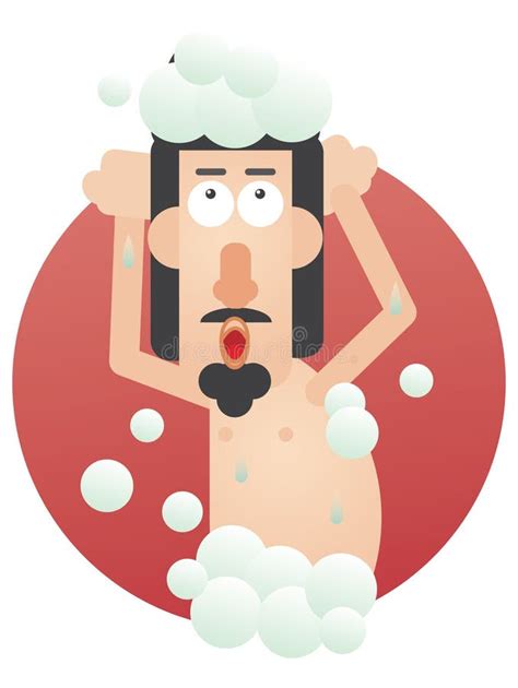 Man Taking Shower Vector Illustration Decorative Design Stock Vector