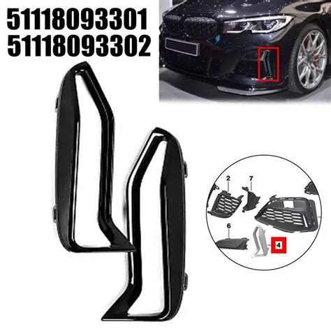 Pair Front Bumper Side Grille Black Trim For BMW 3 G20 G21 M340i