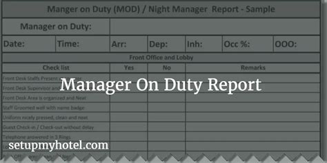 Manager On Duty Report Template