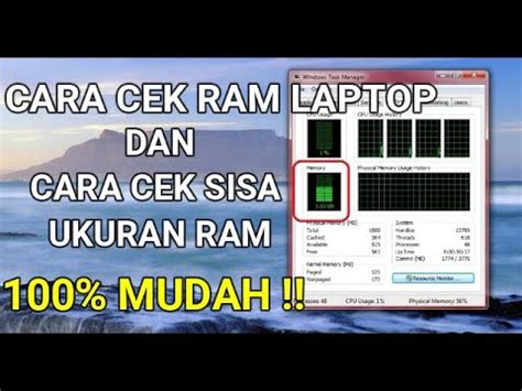 Cara Cek Ram Laptop Dan Mengetahui Sisa Ram Laptop Mudah