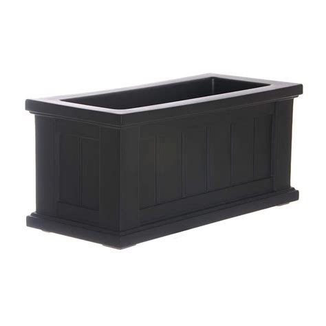 Mayne Cape Cod 24 In X 11 In Black Plastic Planter 4839 B The Home