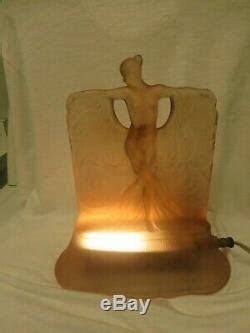 Art Deco Mckee Glass Danse De Lumiere Nude Figure Lamp Pink C