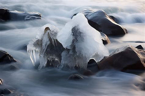 Icy Lands In The Water Background, Gangwon Do, Winter, High Resolution ...