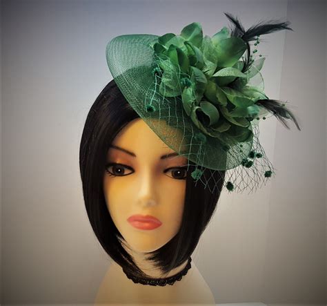 Green Feathered Fascinator Princess Kate Royal Fascinator Derby Hat