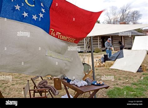 Reenactors Of The 7th Tennessee Cavalry Company C During A Gathering