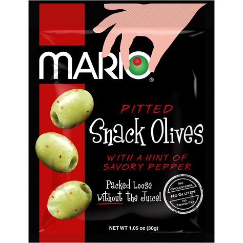 Mario Camacho Foods Pitted Snack Olives Green Olives With A Hint Of Pepper 1 05 Oz Pouches