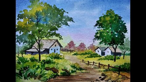 Indian Village Senary Painting Easy Tutorial Watercolour Painting