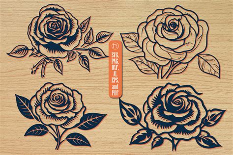 Valentine Rose Laser Cut Svg Bundle Graphic By Ngised · Creative Fabrica