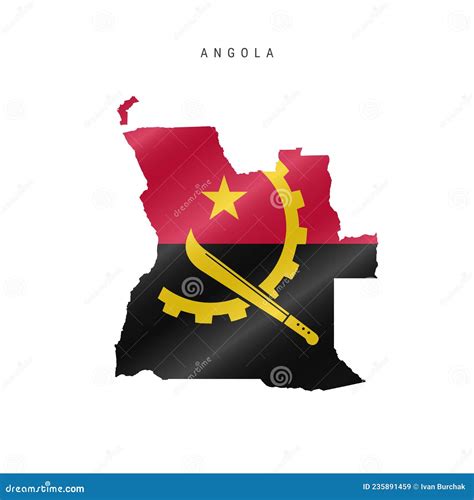 Waving Flag Map Of Angola Vector Illustration Stock Illustration
