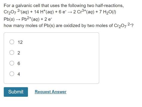 Solved For A Galvanic Cell That Uses The Following Two Chegg