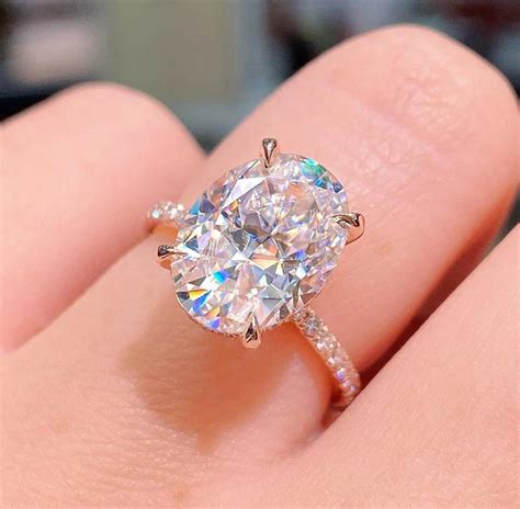 Ice Crushed Oval Moissanite Engagement Ring Solitaire With Accent 3 00