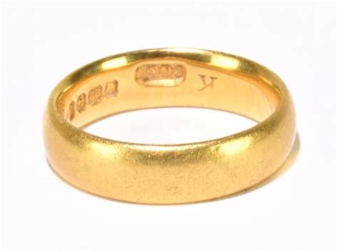 A 22ct Yellow Gold Wedding Band Size J Approx 59g