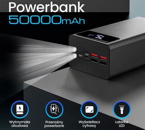 Extralink EPB 114 50000 MAh Czarny Powerbank Power Bank USB C