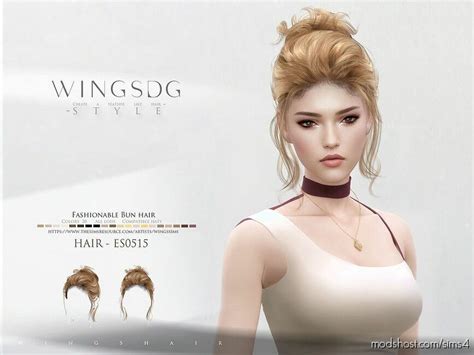 Wings ES0515 Fashionable BUN Hair Sims 4 Mod ModsHost